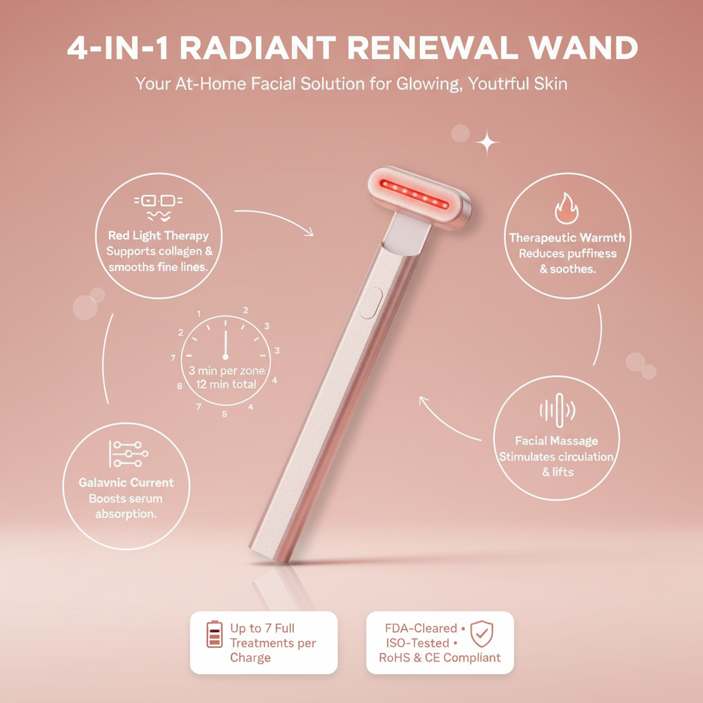 4-in-1 Radiant Renewal Skincare Wand with Red Light Therapy